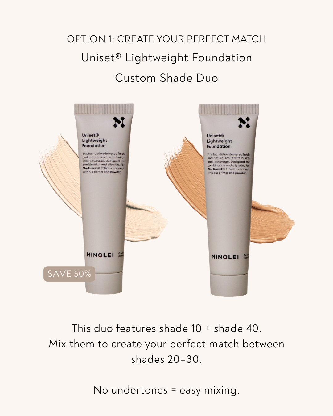 Uniset® Lightweight Foundation: Custom Shade Duo 10 + 40 PRE ORDER delivery w/c 17/11