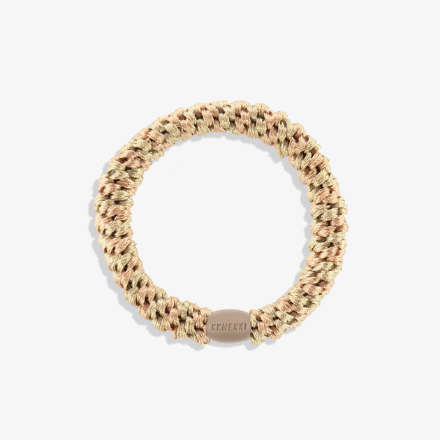 Hair Tie: Peach & Light Beige Stripe